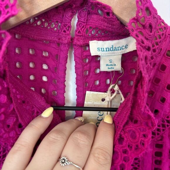 Sundance Lyra Eyelet Top, NEW with tags Size Small Fuchsia - Picture 11 of 15